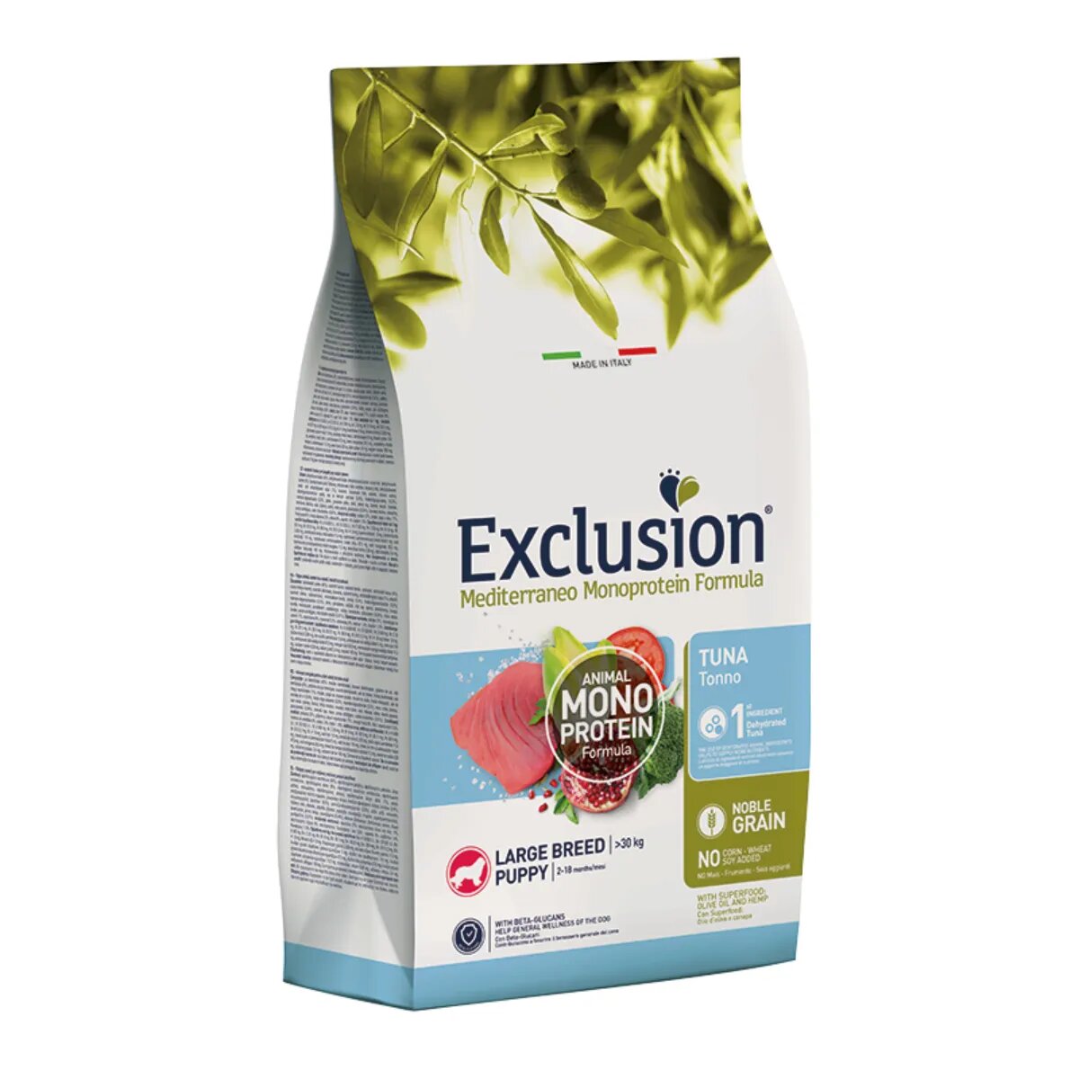 EXCLUSION Mediterraneo Monoprotein Formula Puppy Large Breed L-XL Ton hrană uscată monoproteică câini junior 12kg