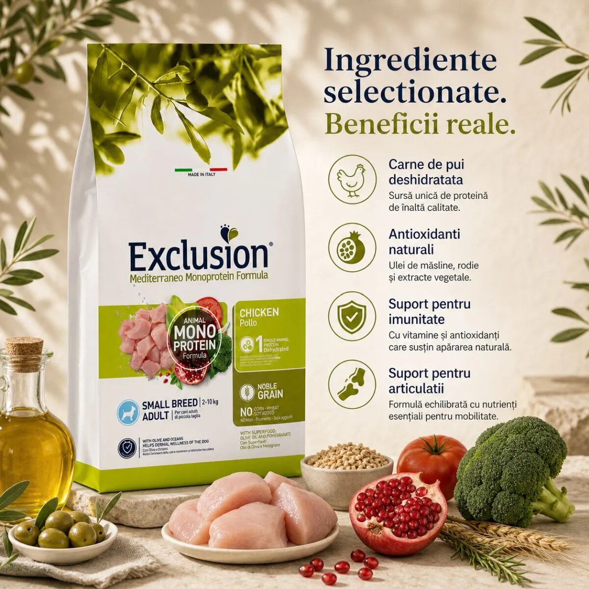 EXCLUSION Mediterraneo Monoprotein Formula Small Breed XS-S Pui hrană uscată monoproteică câini 7kg