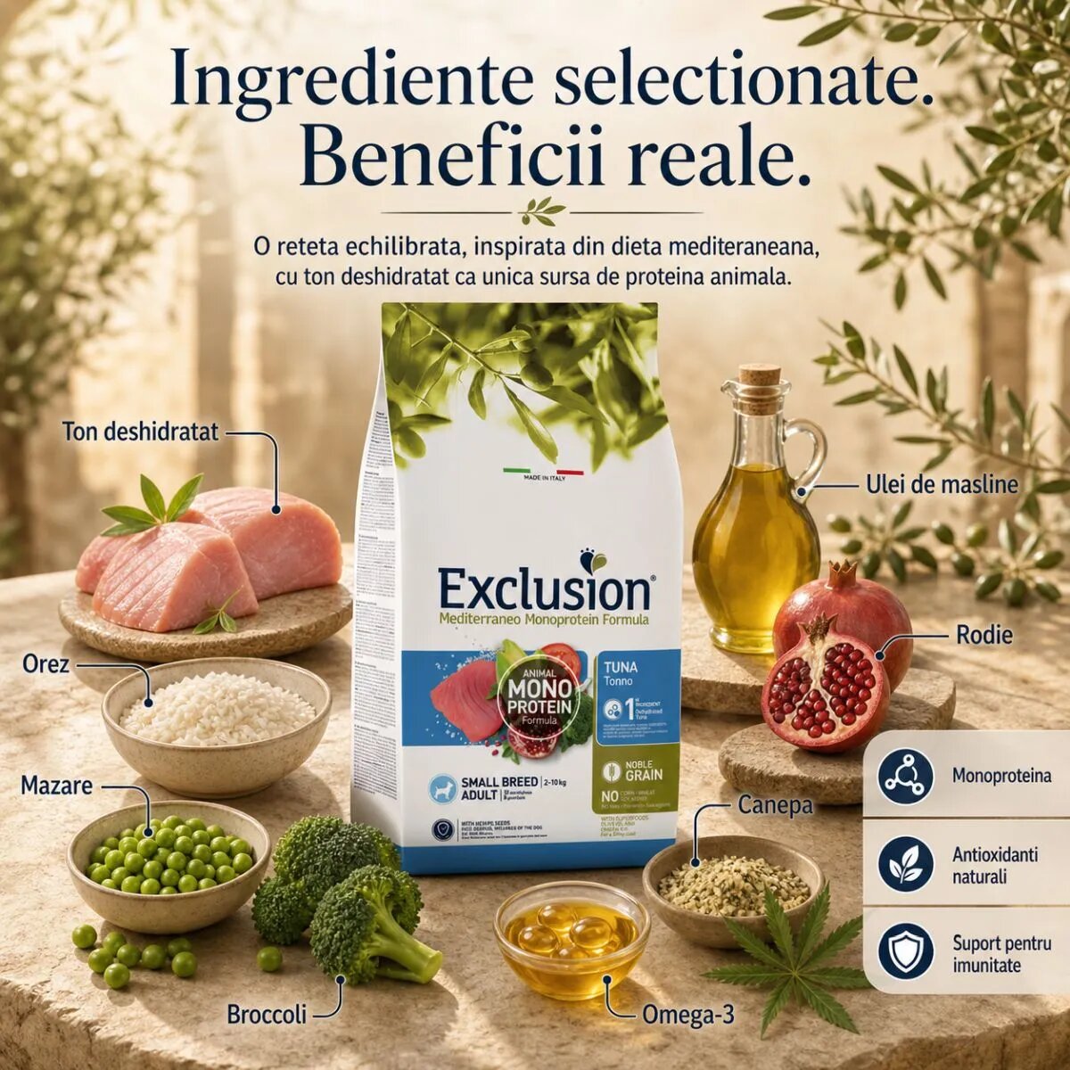 EXCLUSION Mediterraneo Monoprotein Formula Small Breed XS-S Ton hrană uscată monoproteică câini 7kg
