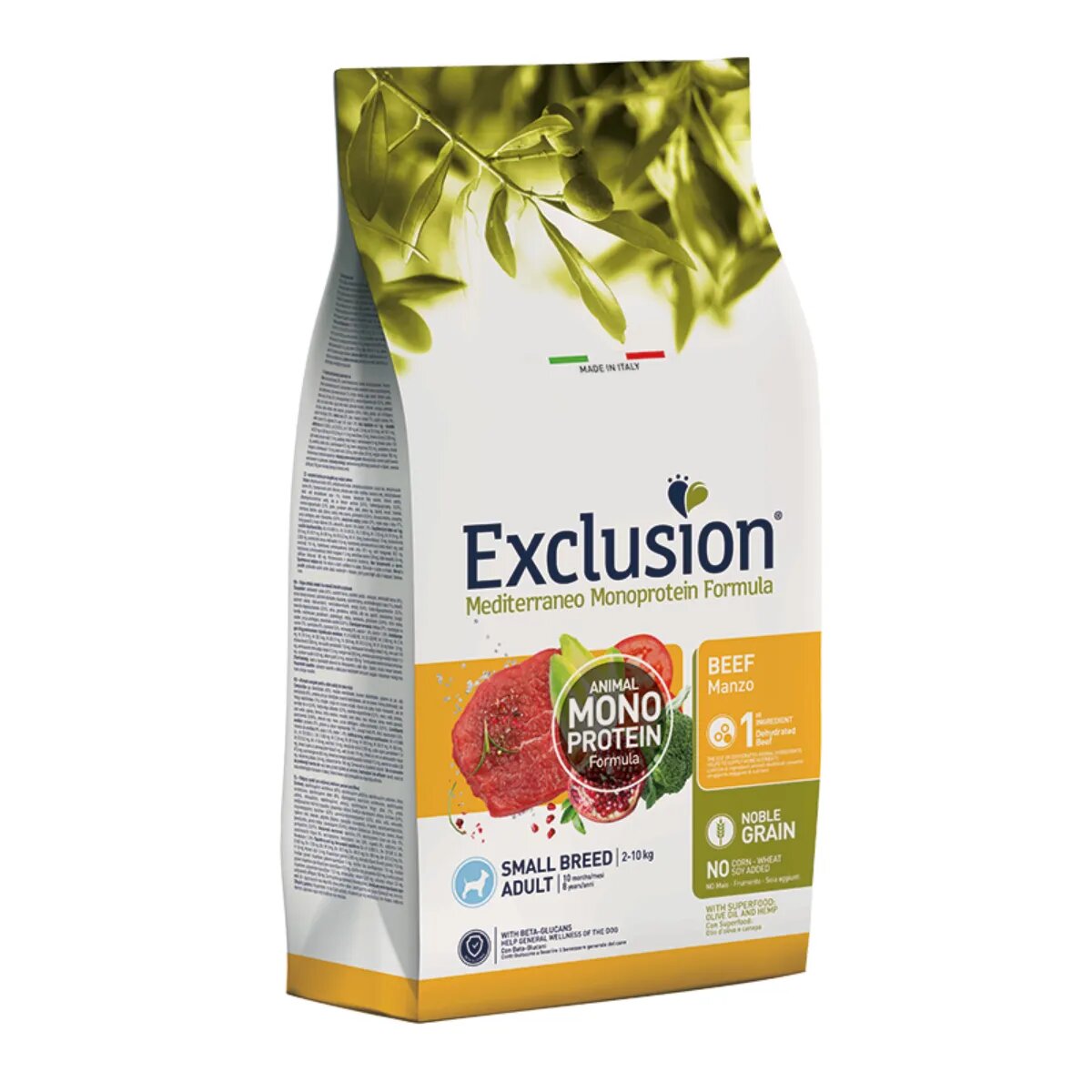EXCLUSION Mediterraneo Monoprotein Formula Small Breed XS-S Vită hrană uscată monoproteică câini 2kg