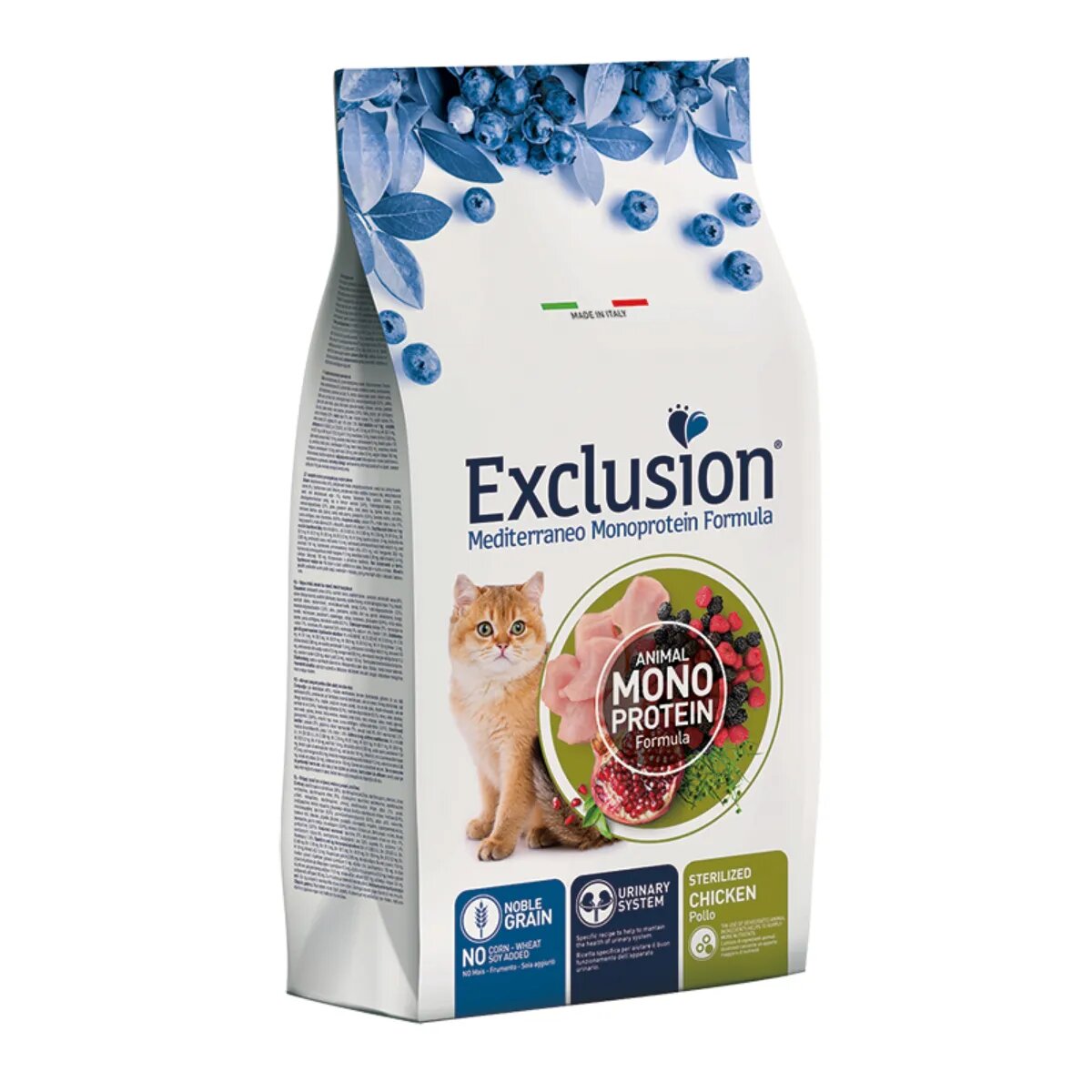 EXCLUSION Mediterraneo Monoprotein Formula Sterilised Pui hrană uscată monoproteică pisici sterilizate 12kg