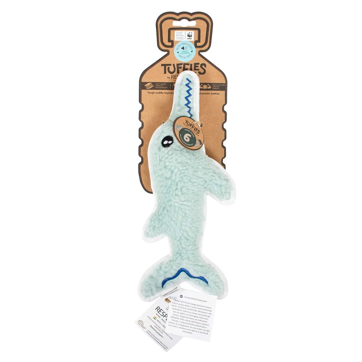 FARM COMPANY Delfin Tuffles WWF Jucărie pentru caini din materiale reciclate 32 x 14 cm Delfin Tuffles WWF Jucărie pentru caini din materiale reciclate32 x 14 cm