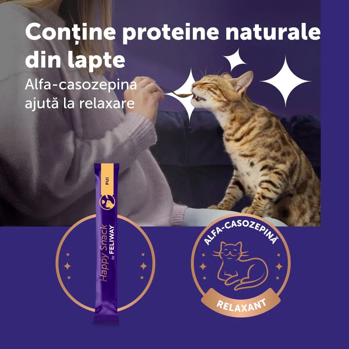 FELIWAY Happy Snack Pui plic recompense funcționale pisici sistem nervos & calmante (topping) 15g x 6buc