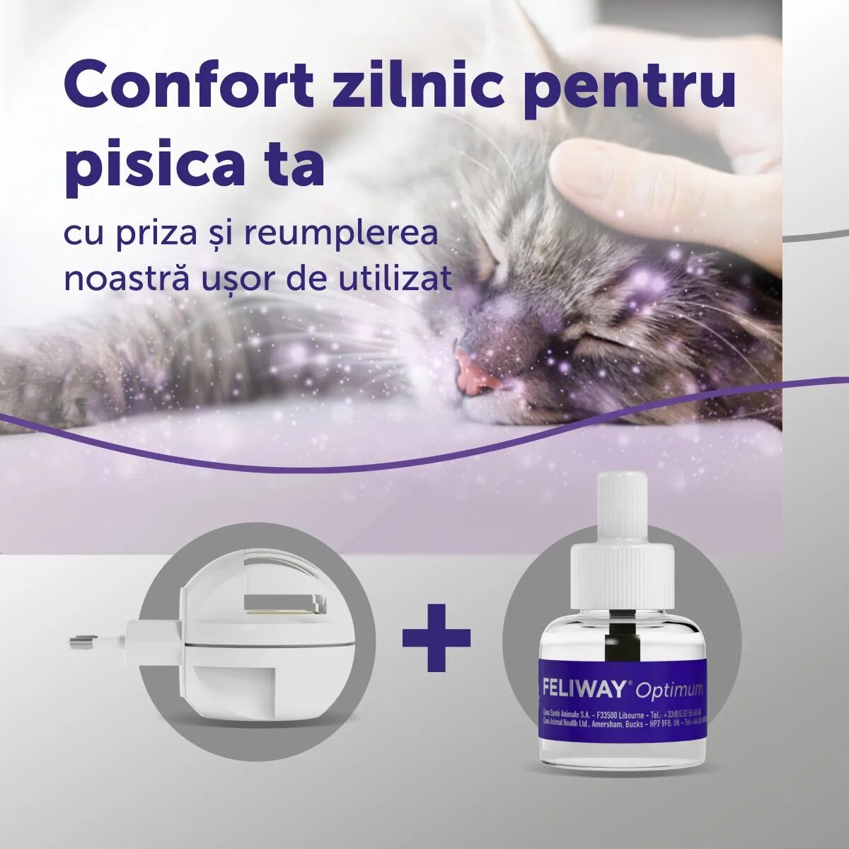 FELIWAY Optimum Diffuser și Rezervă feromoni sistem nervos & calmante pisici 1buc + 48ml