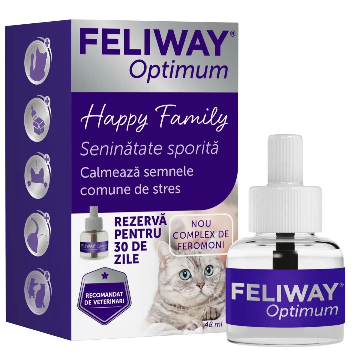 FELIWAY Optimum Rezervă diffuser feromoni sistem nervos & calmante pisici 48ml