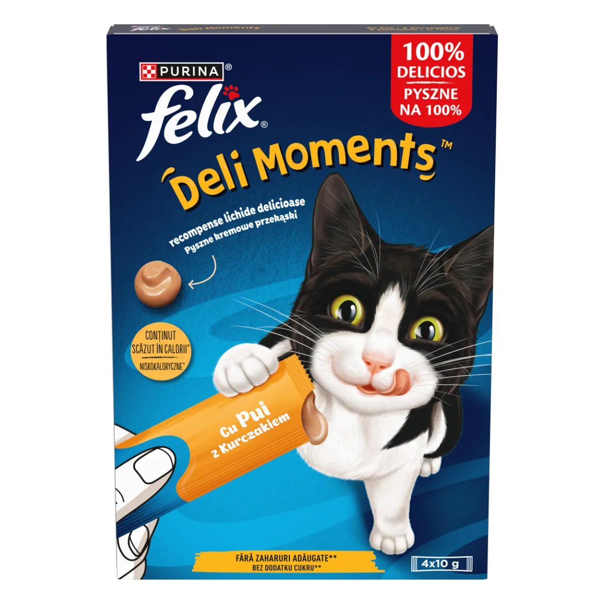 FELIX Deli Moments Pui plic recompense pisici (piure) 10g x 4buc