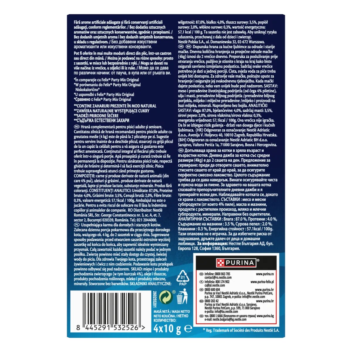FELIX Deli Moments Pui plic recompense pisici (piure) 10g x 4buc