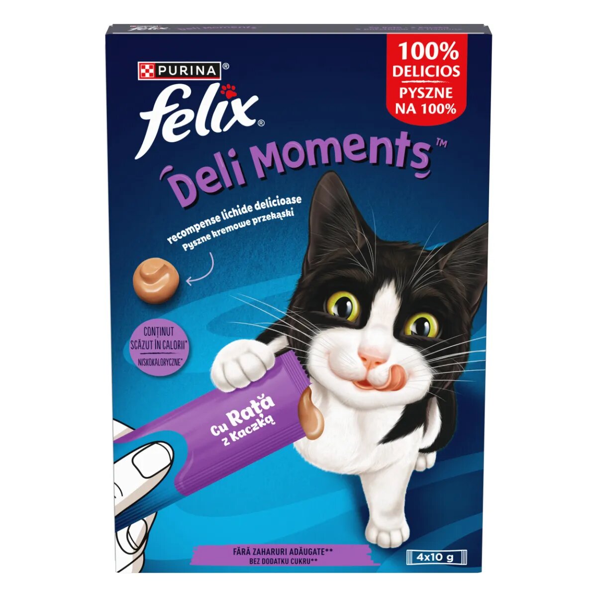 FELIX Deli Moments Rață plic recompense pisici (piure) 10g x 4buc