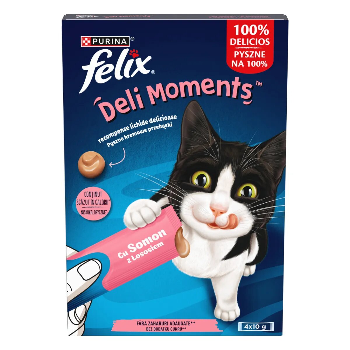 FELIX Deli Moments Somon plic recompense pisici (piure) 10g x 4buc