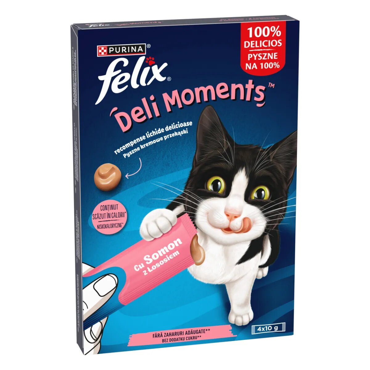 FELIX Deli Moments Somon plic recompense pisici (piure) 10g x 4buc