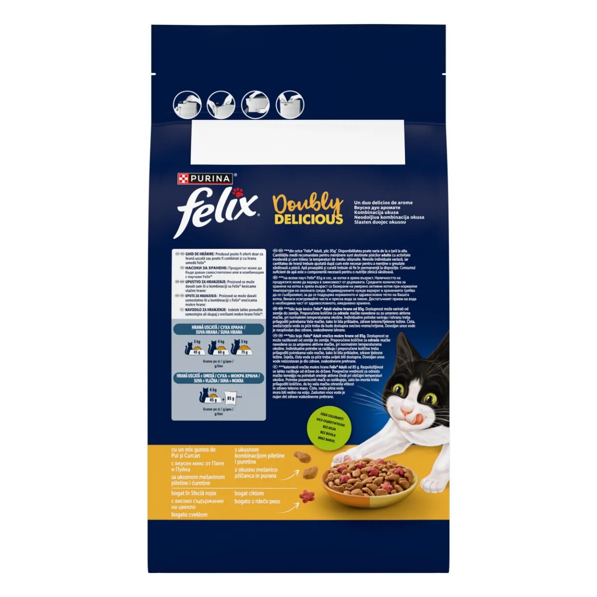FELIX Doubly Delicious Pui și Curcan hrană uscată pisici 1.4kg