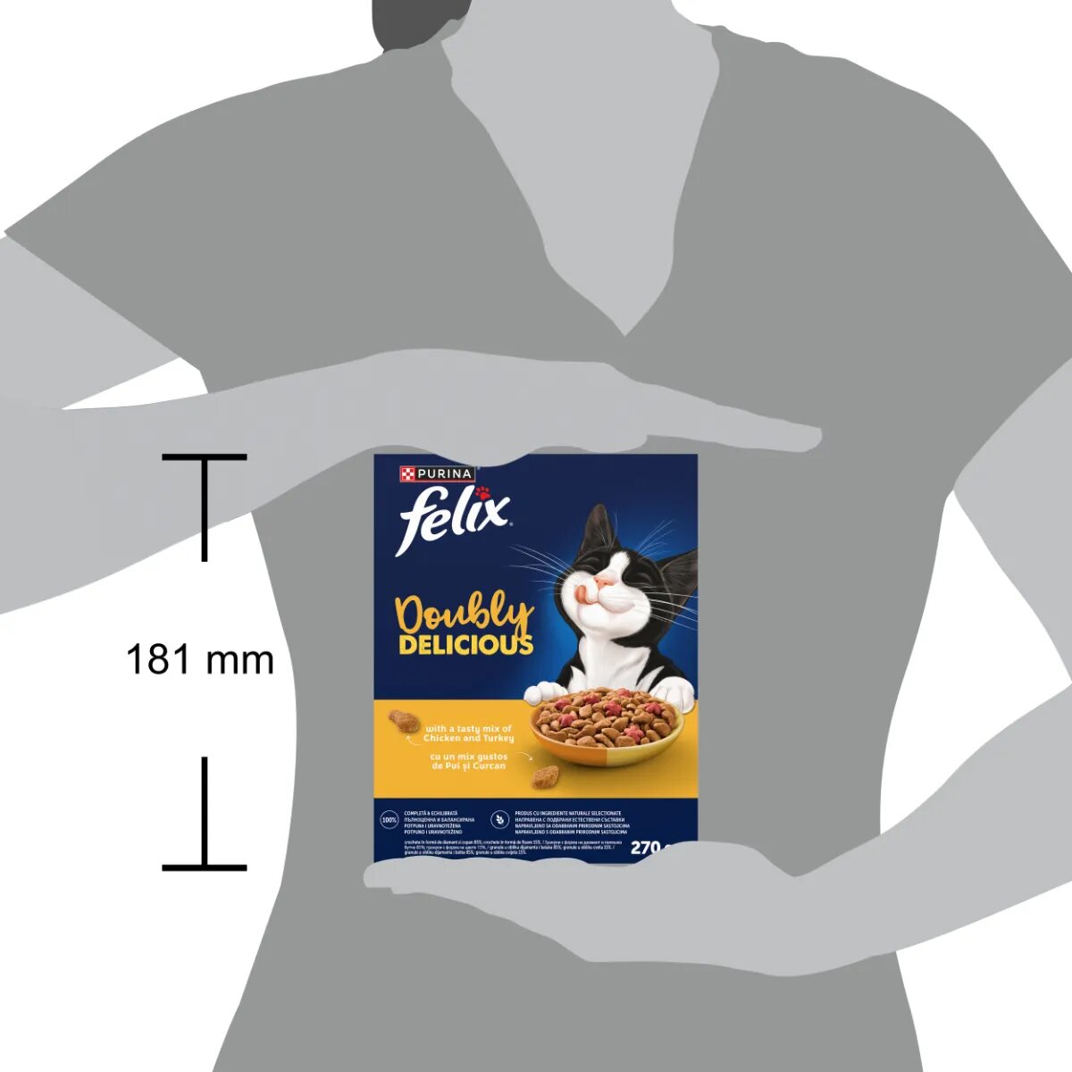 FELIX Doubly Delicious Pui și Curcan hrană uscată pisici 270g