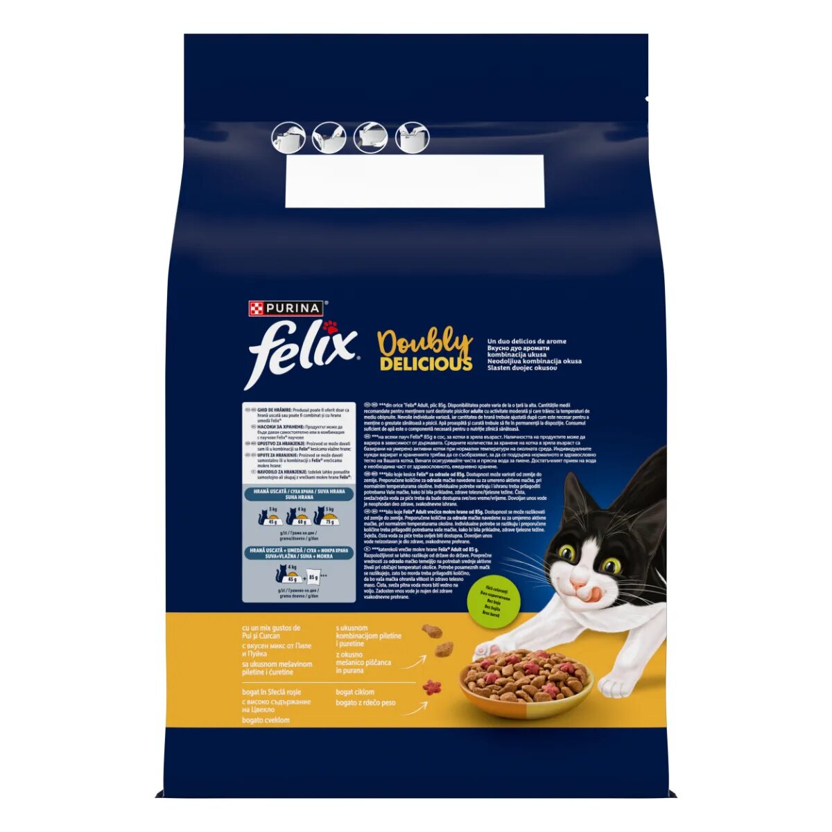 FELIX Doubly Delicious Pui și Curcan hrană uscată pisici 3kg