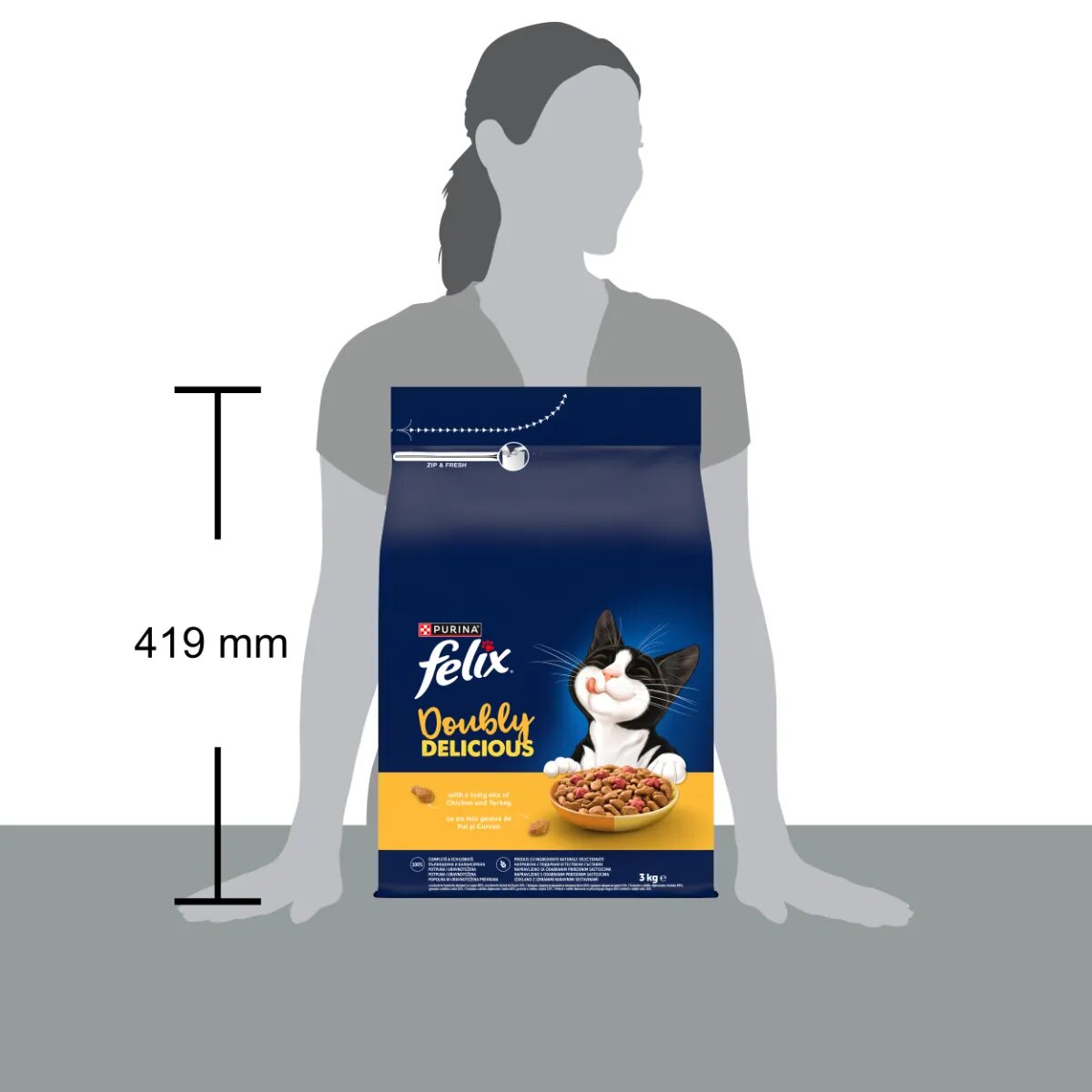 FELIX Doubly Delicious Pui și Curcan hrană uscată pisici 3kg