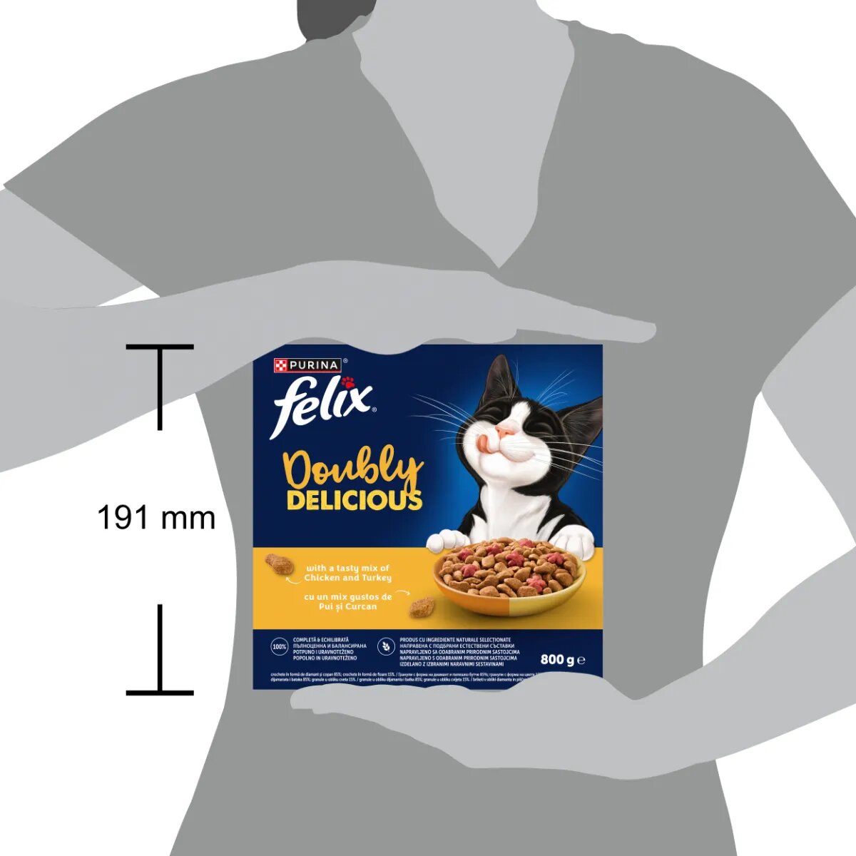 FELIX Doubly Delicious Pui și Curcan hrană uscată pisici 800g