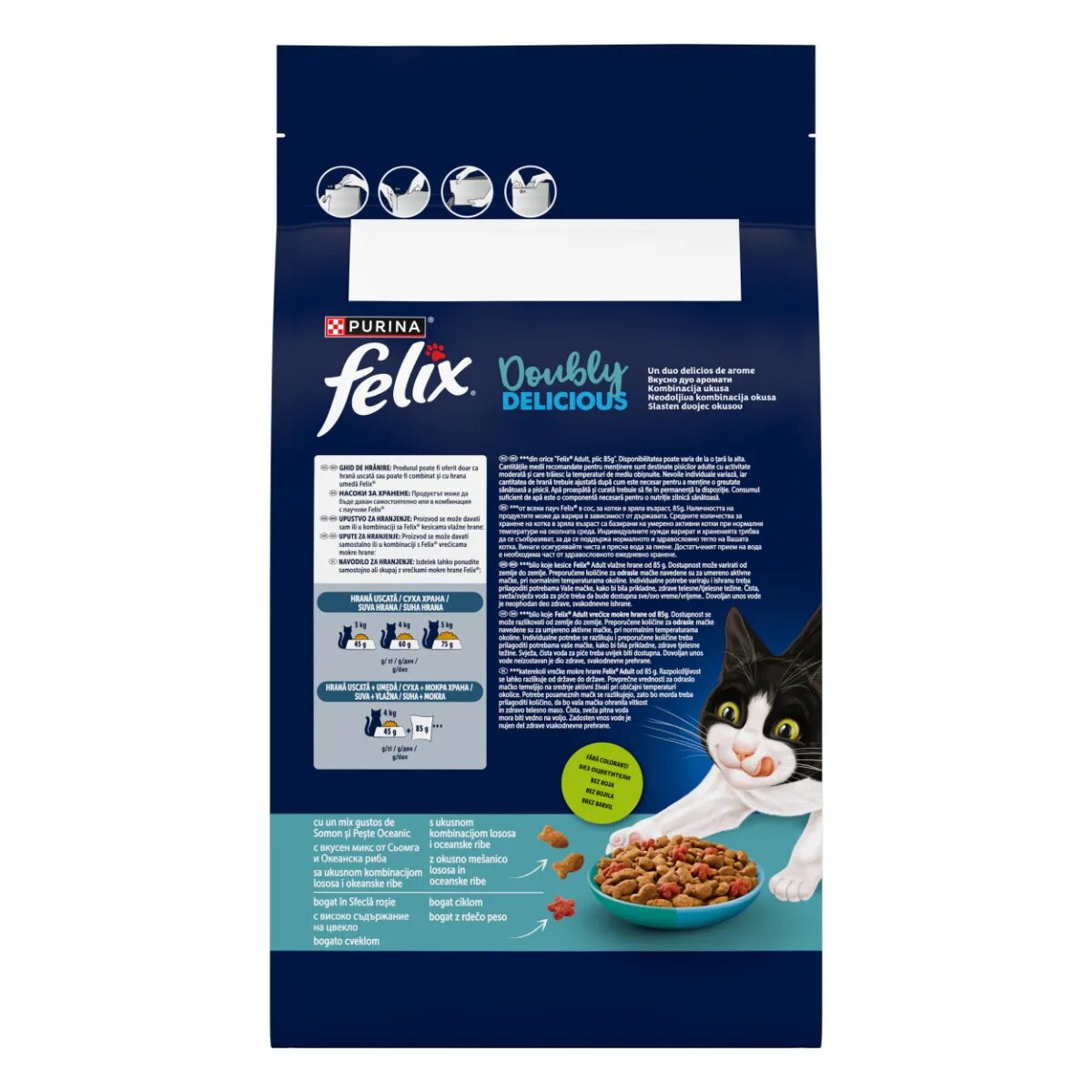 FELIX Doubly Delicious Somon și Pește hrană uscată pisici 1.4kg