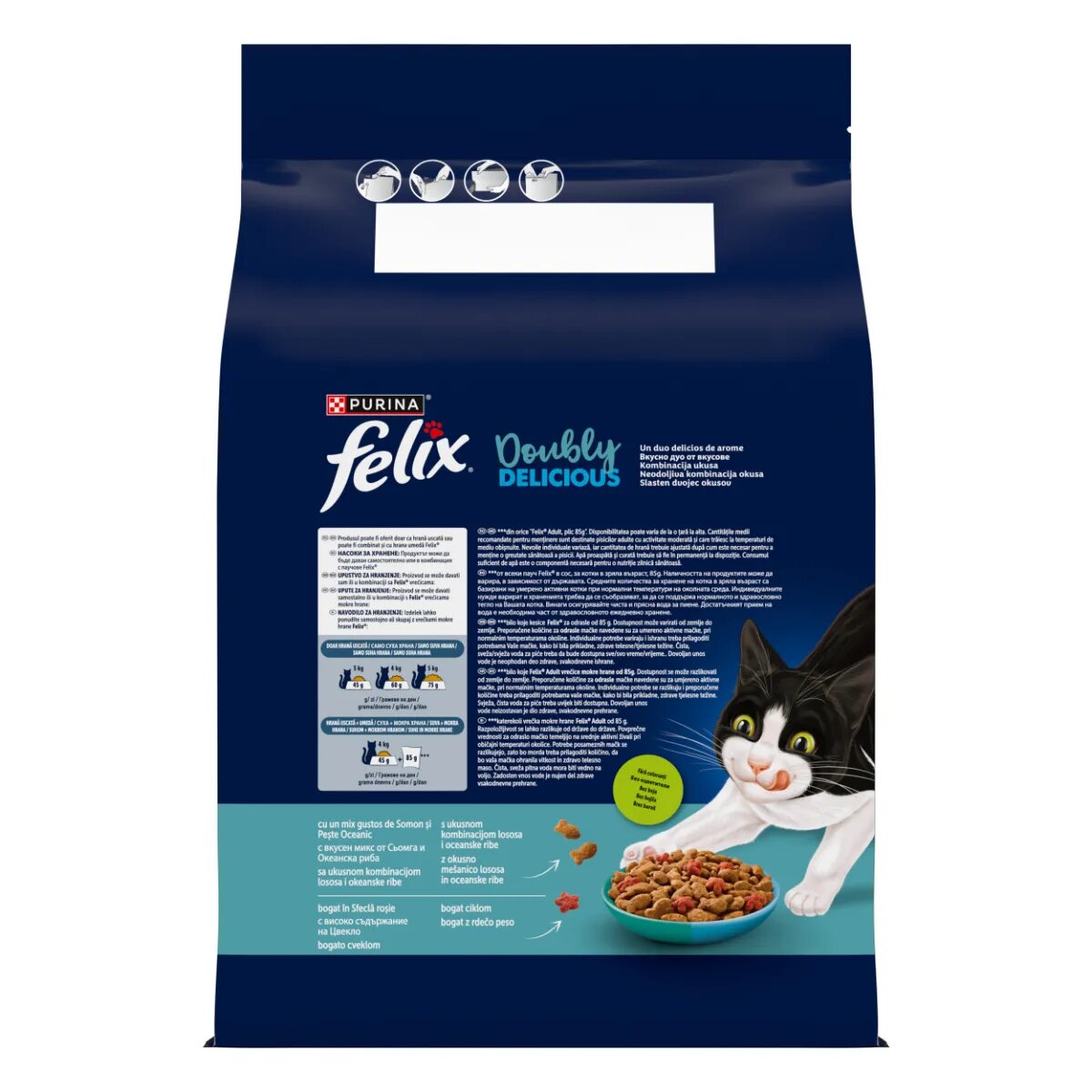 FELIX Doubly Delicious Somon și Pește hrană uscată pisici 3kg