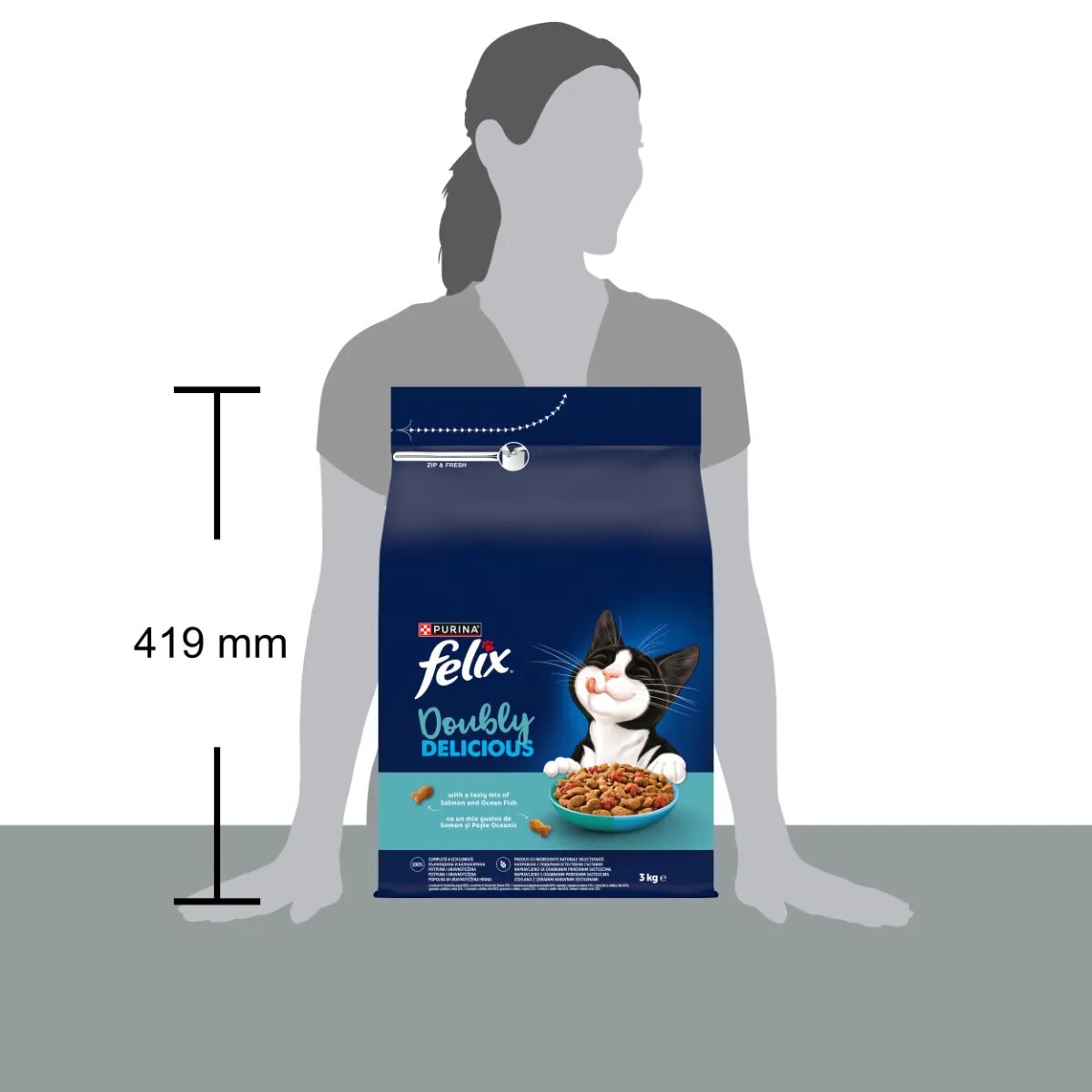 FELIX Doubly Delicious Somon și Pește hrană uscată pisici 3kg