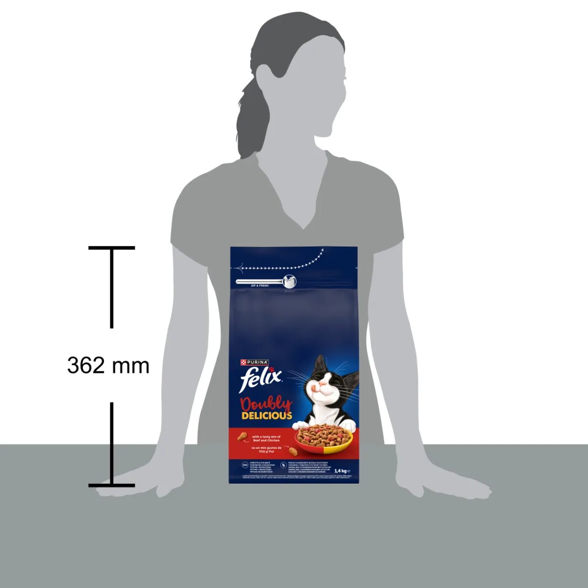 FELIX Doubly Delicious Vită și Pui hrană uscată pisici 1.4kg