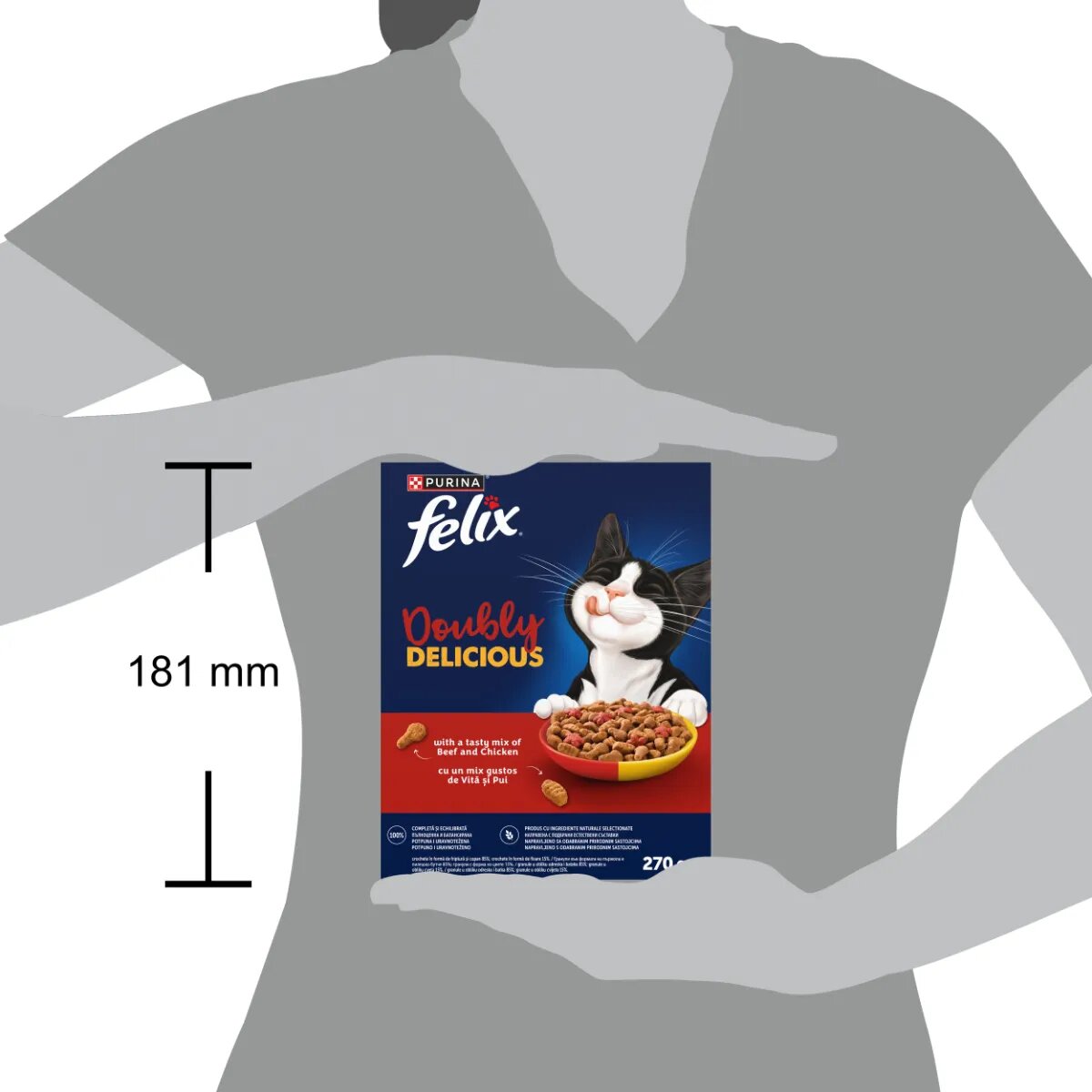 FELIX Doubly Delicious Vită și Pui hrană uscată pisici 270g