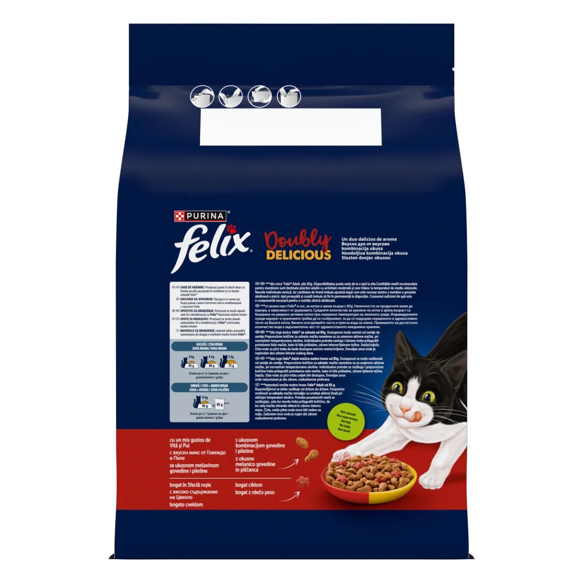 FELIX Doubly Delicious Vită și Pui hrană uscată pisici 3kg