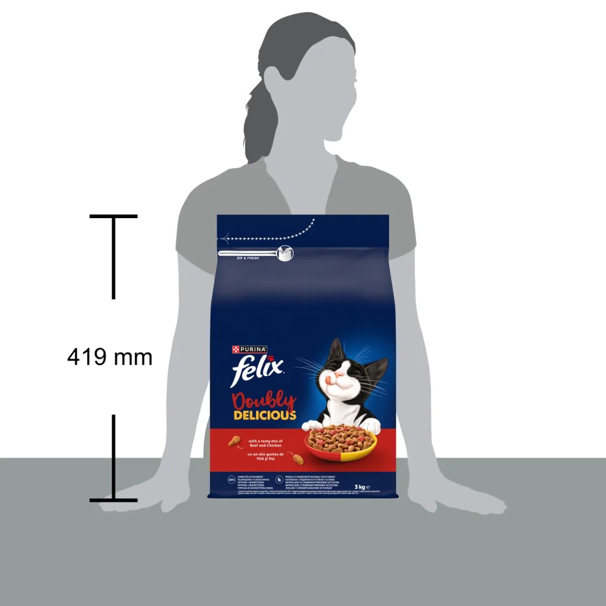 FELIX Doubly Delicious Vită și Pui hrană uscată pisici 3kg