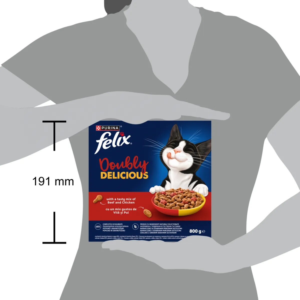 FELIX Doubly Delicious Vită și Pui hrană uscată pisici 800g
