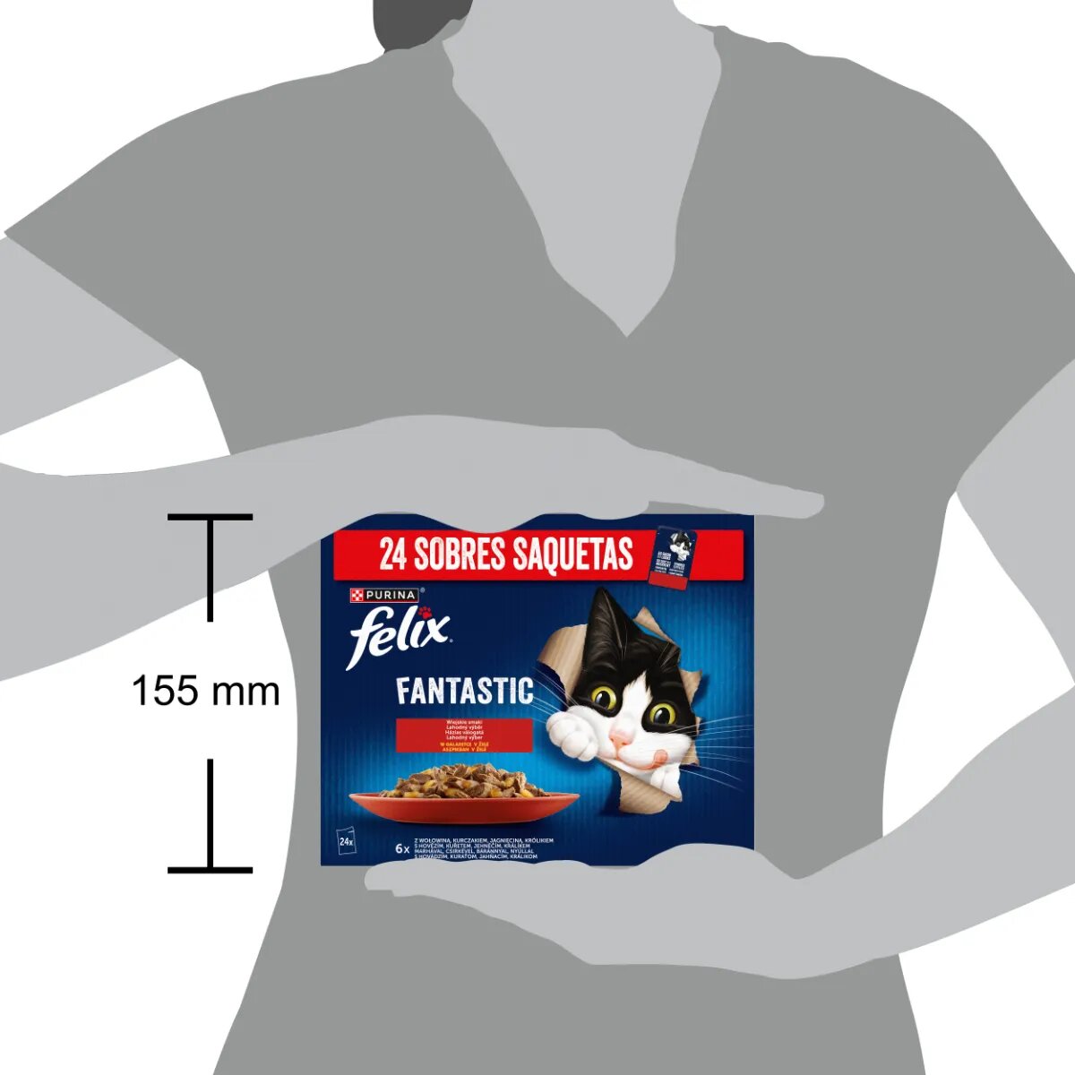 FELIX Fantastic Selecție cu Vită Pui Iepure și Miel plic hrană umedă pisici (în aspic) bax 85g x 24buc