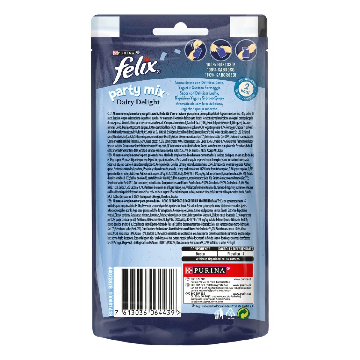 FELIX Party Mix Dairy Delight cu Iaurt Lapte și Brânză punguță recompense pisici 60g