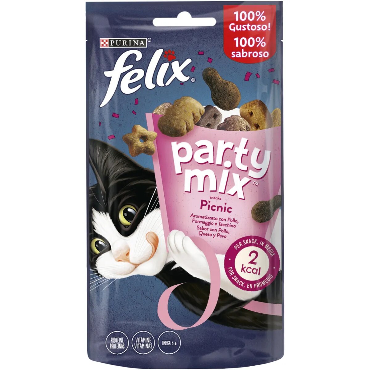 FELIX Party Mix Picnic Mix cu Pui Brânză și Curcan punguță recompense pisici 60g