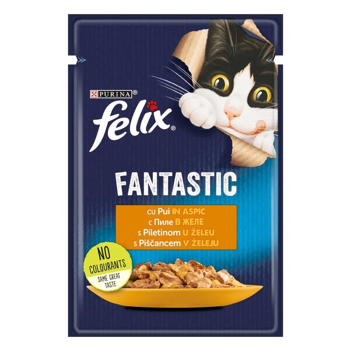 FELIX PURINA Fantastic Pui hrană umedă pisici (în aspic) PURINA Fantastic Pui plic hrană umedă pisici (în aspic) 85g