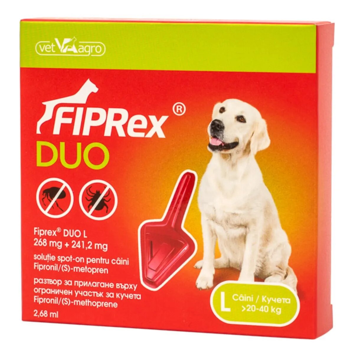 Fiprex Duo deparazitare externă câini pipetă repelentă L(20 - 40kg) 1buc