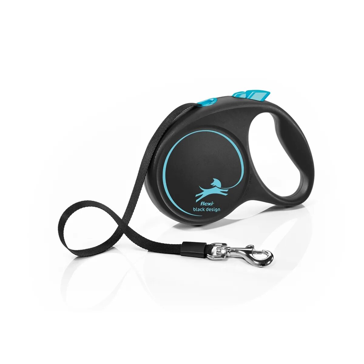 Flexi Black Design lesă bandă retractabilă câini nylon albastru M(25kg 5m)
