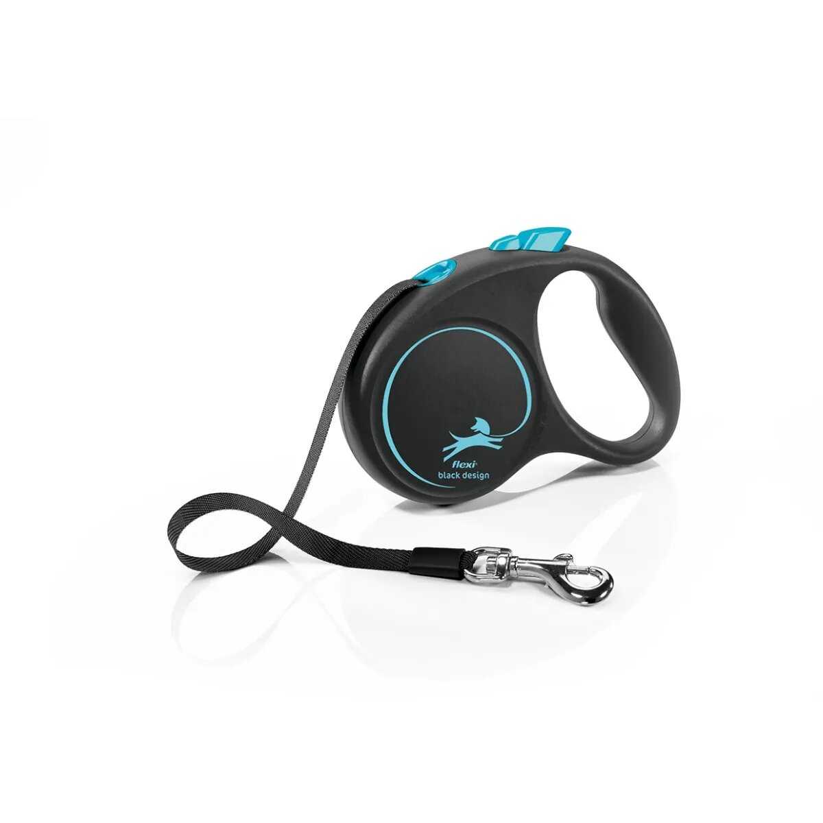 Flexi Black Design lesă bandă retractabilă câini nylon albastru S(15kg 5m)