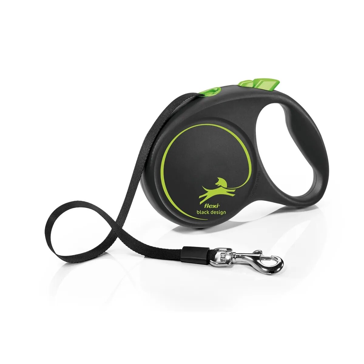 Flexi Black Design lesă bandă retractabilă câini nylon verde L(50kg 5m)