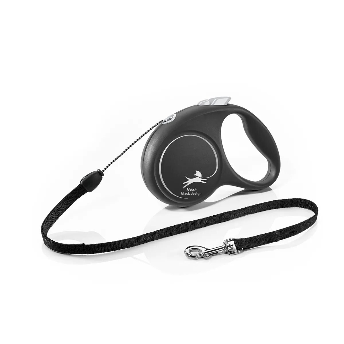 Flexi Black Design lesă șnur retractabilă câini poliester argintiu S(12kg 5m)