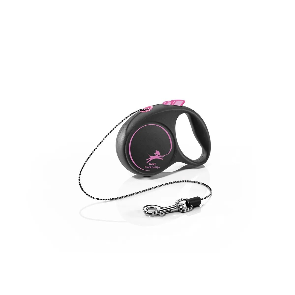 Flexi Black Design lesă șnur retractabilă câini poliester roz XS(8kg 3m)