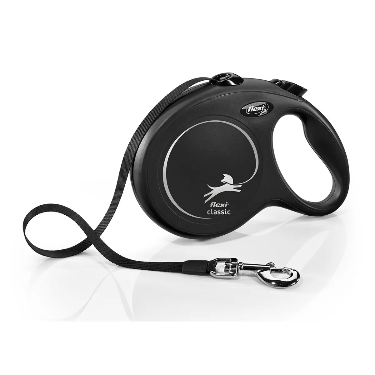 Flexi Classic lesă bandă retractabilă câini nylon negru L(50kg 8m)