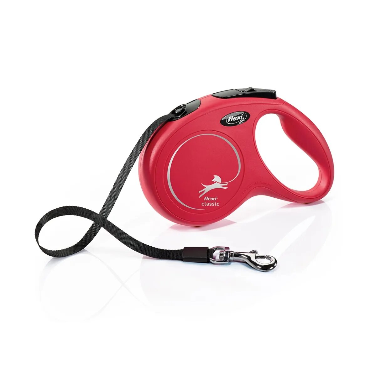 Flexi Classic lesă bandă retractabilă câini nylon roșu M(25kg 5m)
