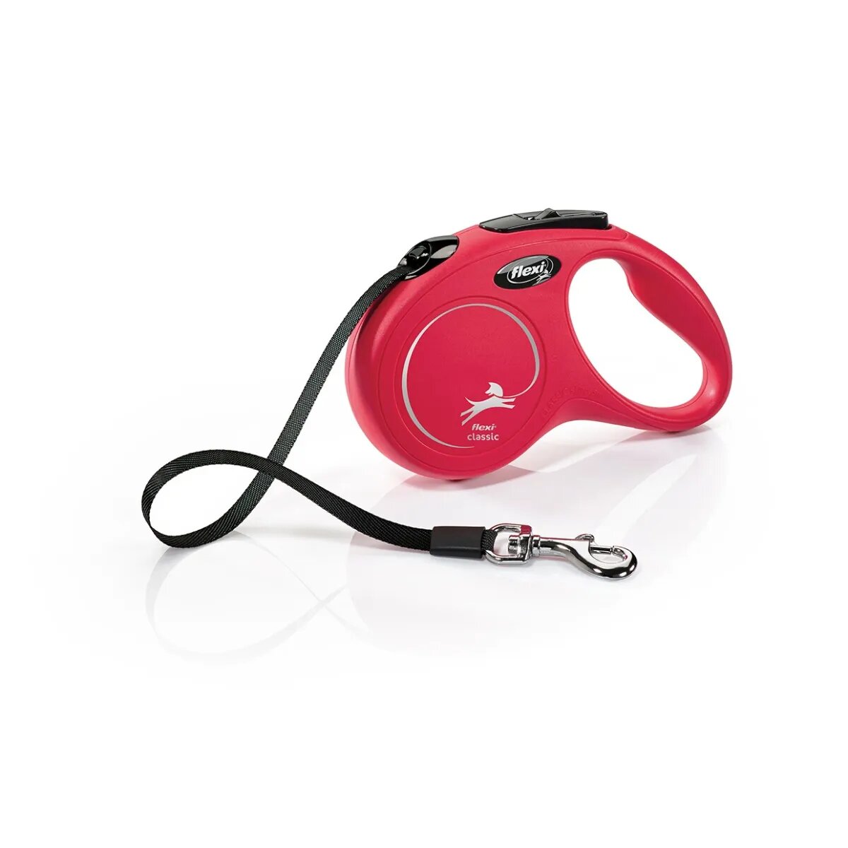 Flexi Classic lesă bandă retractabilă câini nylon roșu S(15kg 5m)
