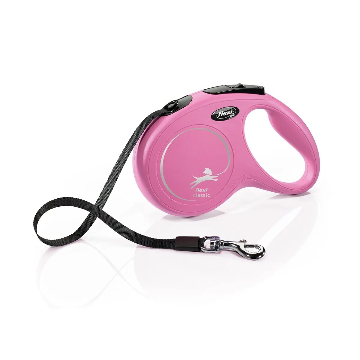 Flexi Classic lesă bandă retractabilă câini nylon roz M(25kg 5m)