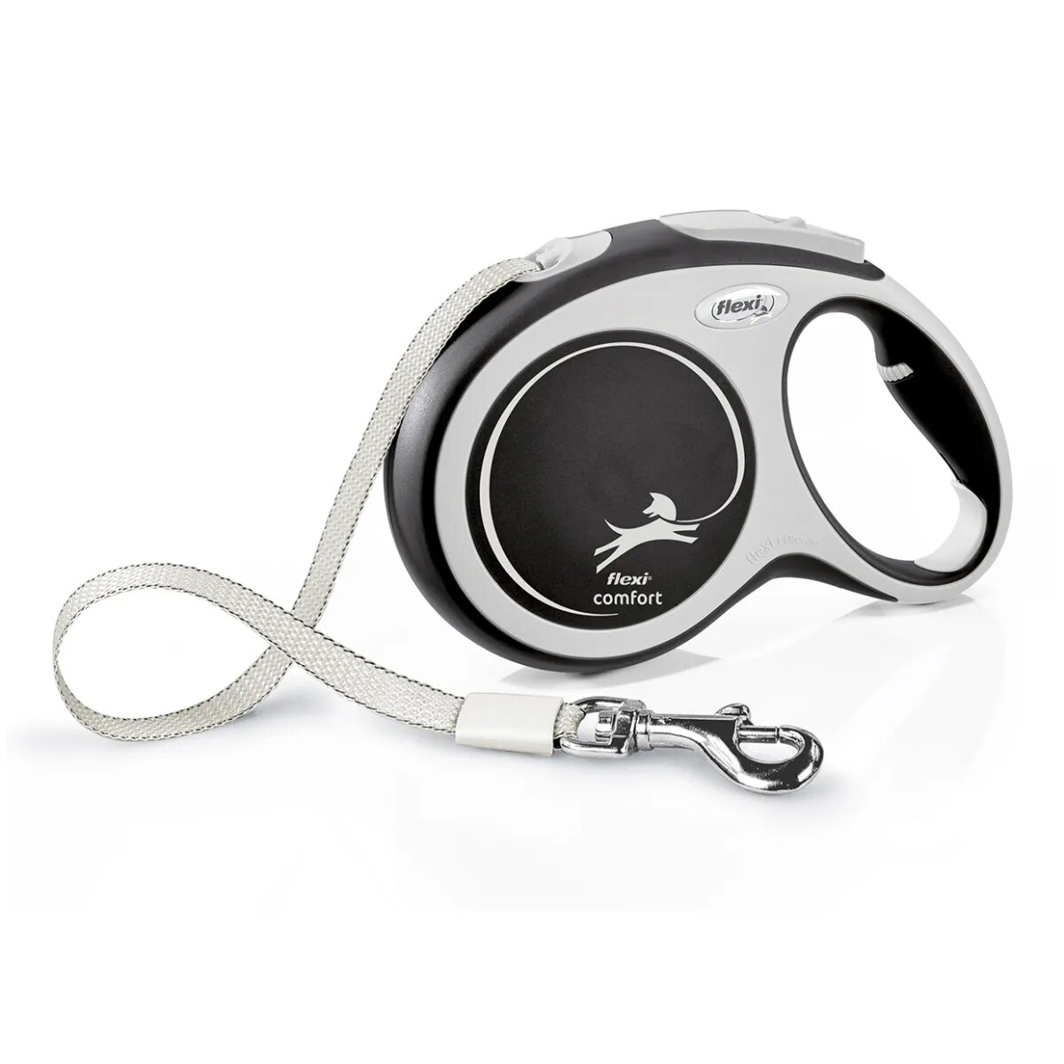 Flexi Comfort lesă bandă retractabilă câini nylon negru L(50kg 8m)