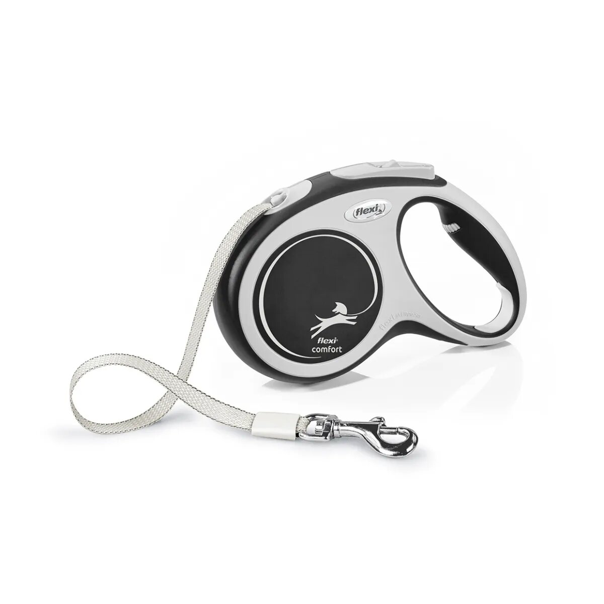 Flexi Comfort lesă bandă retractabilă câini nylon negru M(25kg 5m)