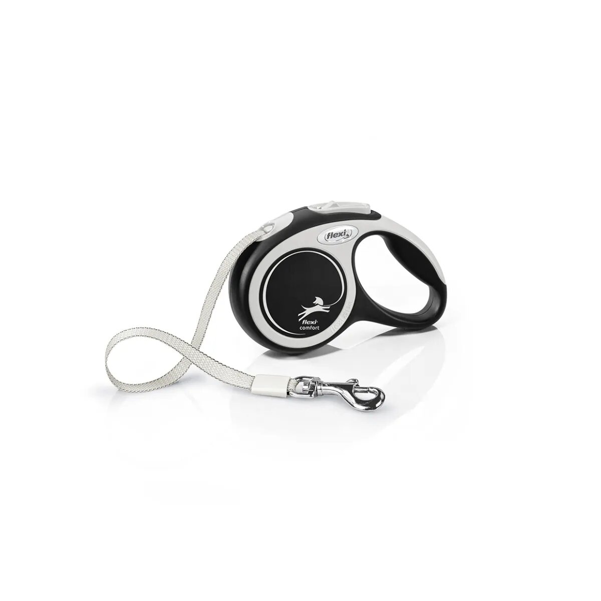 Flexi Comfort lesă bandă retractabilă câini nylon negru XS(12kg 3m)
