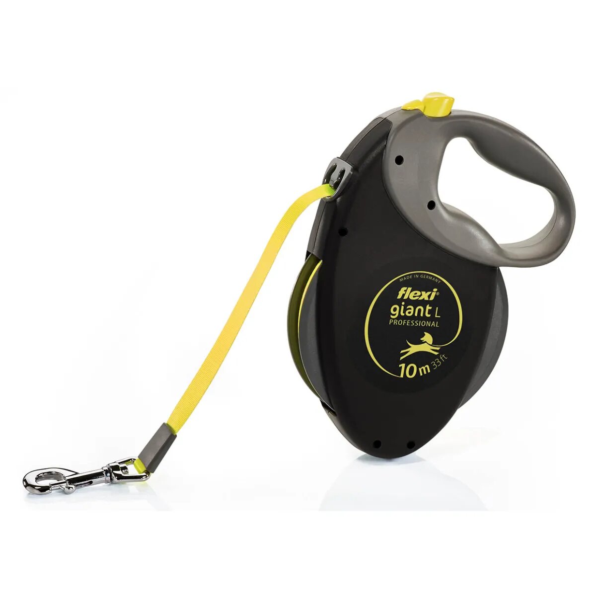 Flexi Giant lesă bandă retractabilă dresaj câini reflectorizant nylon neon L(50kg 10m)