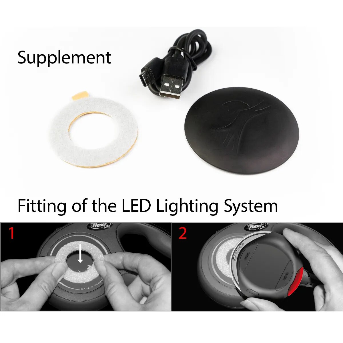 Flexi LED Lighting System accesoriu iluminat câini plastic negru S-L