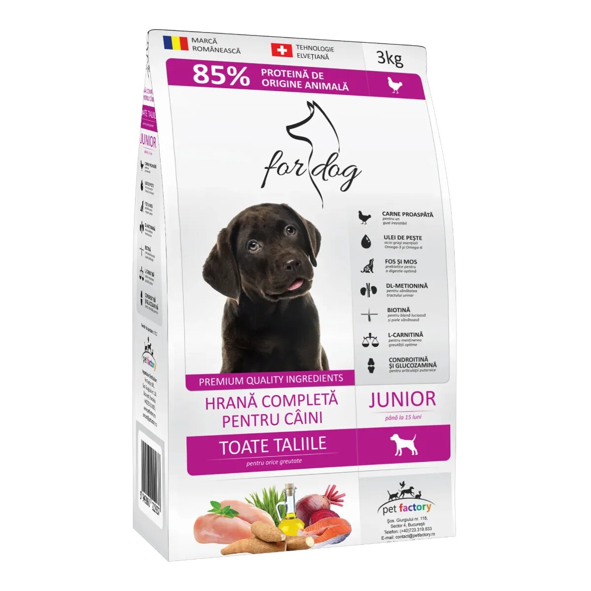 FOR DOG Junior XS-XL Pasăre hrană uscată câini junior 3kg
