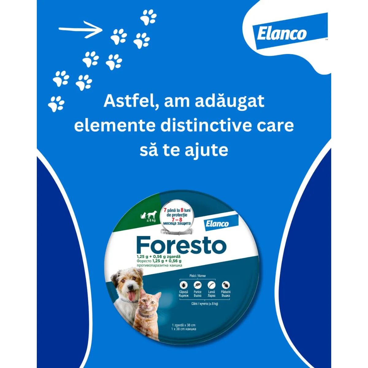 Foresto deparazitare externă câini zgardă deparazitare externă câini și pisici zgardă XS - S 38 cm gri 1buc