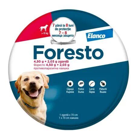 Foresto deparazitare externă câini zgardă M - XL 70 cm gri 1buc