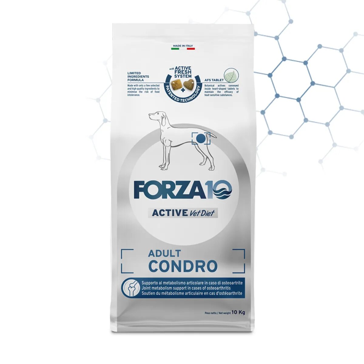 FORZA10 Active VetDiet Chondro XS-XL Pește dietă veterinară hrană uscată monoproteică câini sistem articular 10kg